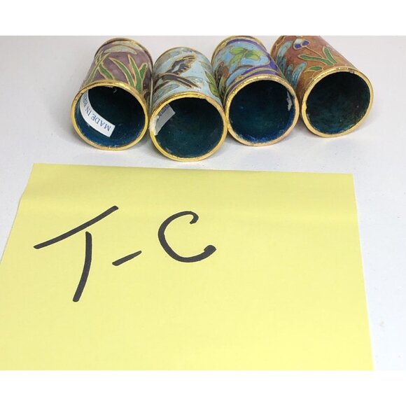 4-Vintage Bird THIMBLE ENAMEL OVER COPPER MADE IN China SDJ-TC - Picture 7 of 7